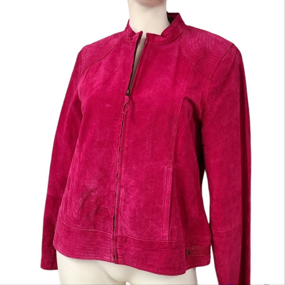 Ruff Hewn Hot Pink Leather Jacket size Large